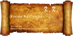 Korda Károly névjegykártya